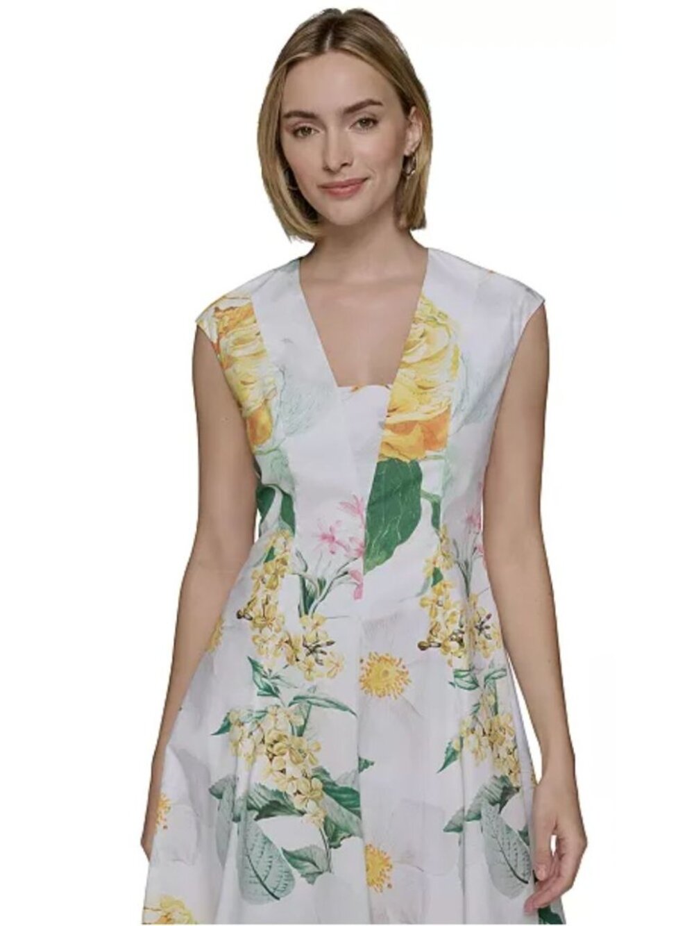 NWT Karl Lagerfeld Paris Petite Allover White Floral Midi Dress Size 6 P [jb] - Picture 3 of 9